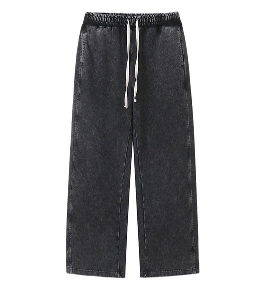 Washed and Distressed Pure Cotton Casual Pants