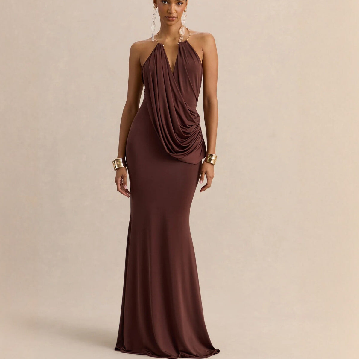 Women's Pleated Halter Bodycon Dress