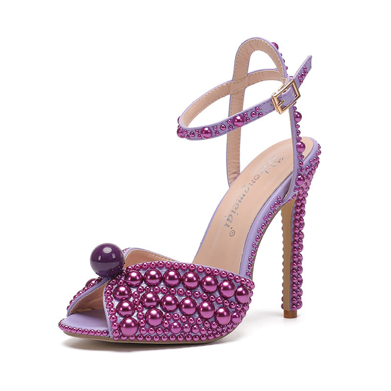 Women's Rhinestone Pearl Wedding Heels