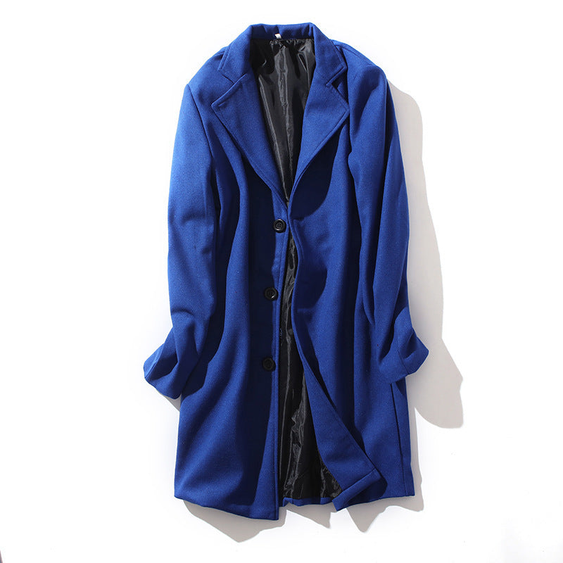 Men's British-Style Mid-Length Wool-Blend Coat