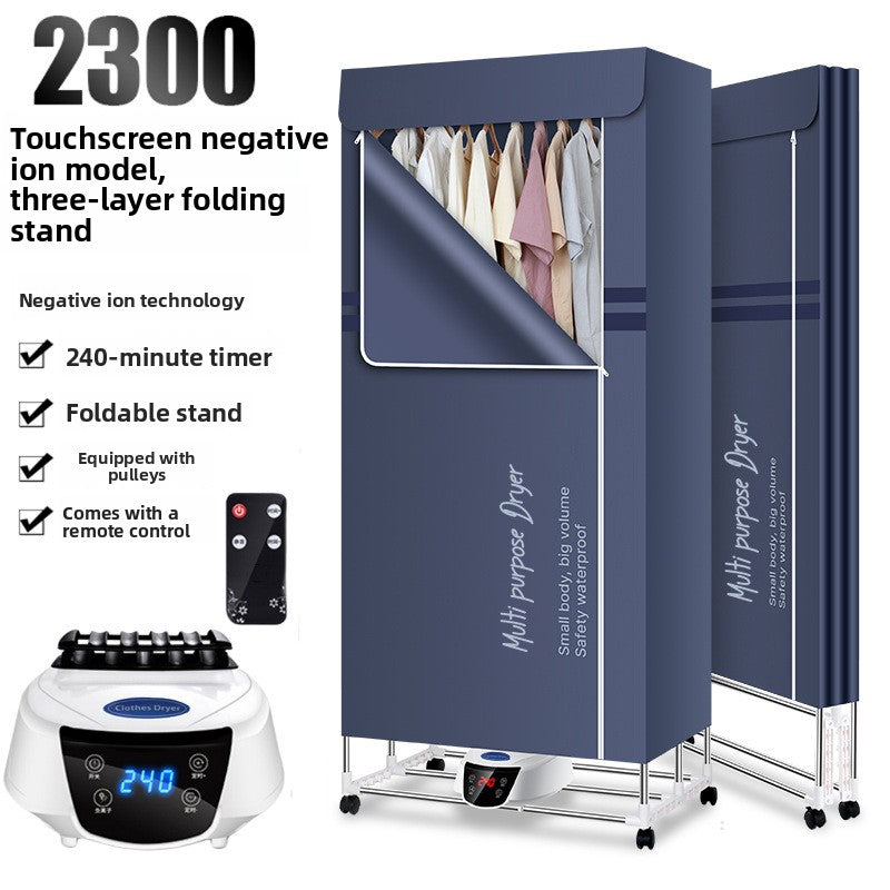 Blue folding clothes dryer, L3 model, negative ion