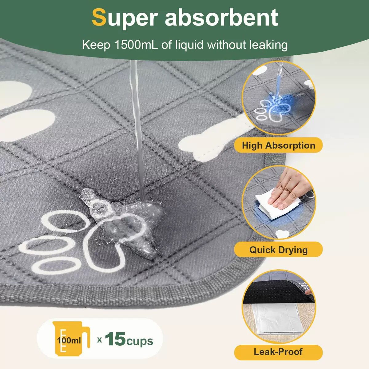 Washable Absorbent Pet Training Mat
