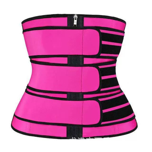 Adjustable Waist Support Compression Belt in Rose Red Zipper Triple-Belt