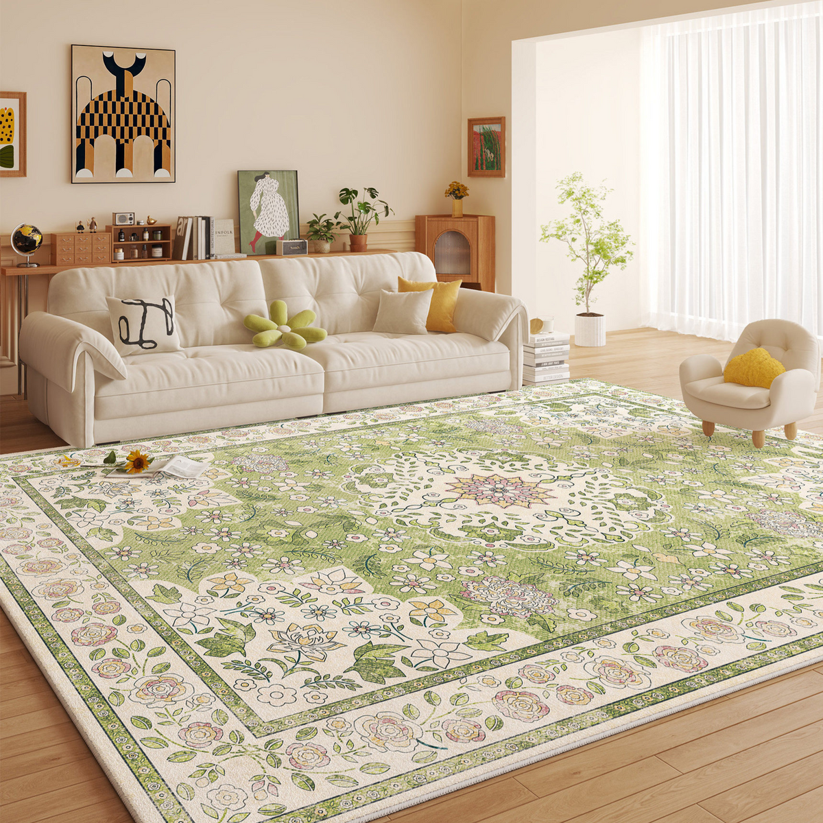 Faux Cashmere Washable Area Rug