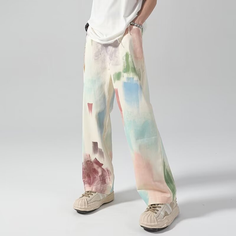 Retro Wide Leg Spray Wash Pants