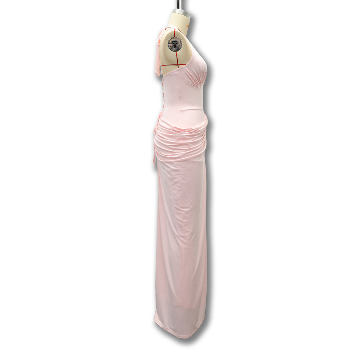 Women's Halter V-Neck Pleated Bodycon Dress