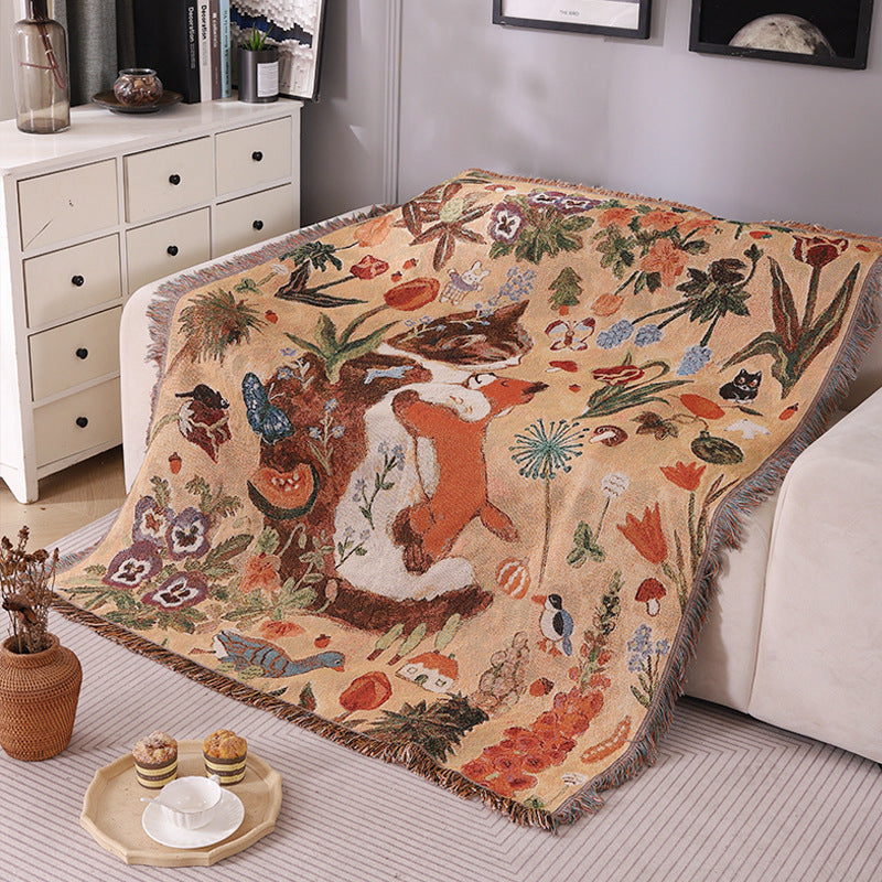 Cartoon Tassel Tapestry Throw
