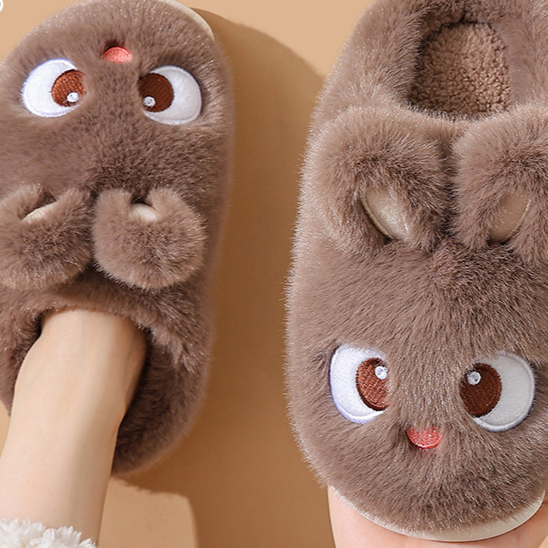 Plush Fleece-Lined Indoor Slippers for Women