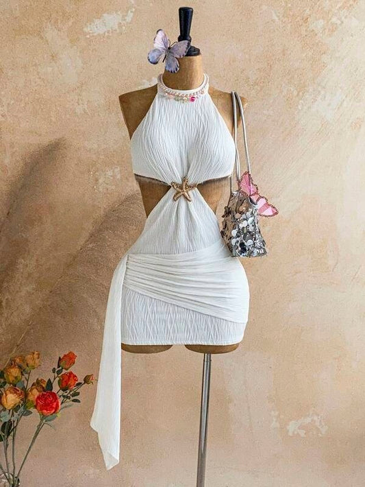 Women's Halter Neck Knitted Mini Dress
