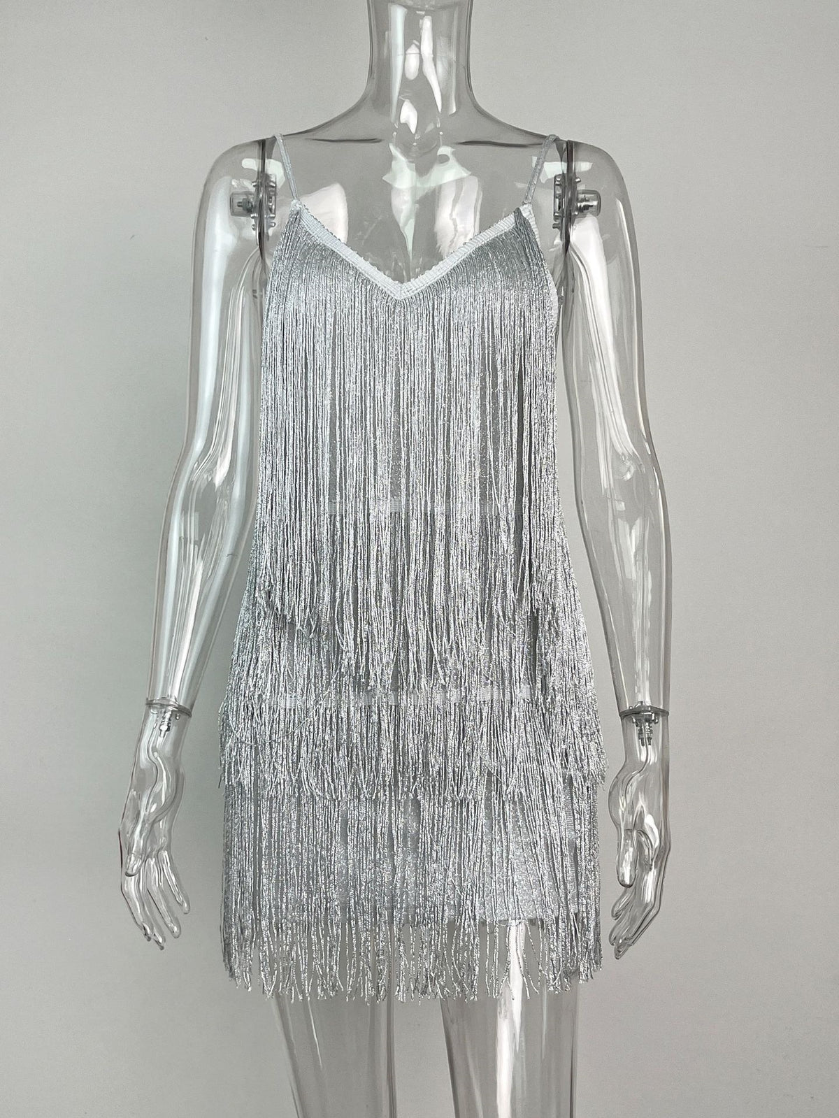 Women's Sequin Tassel Spaghetti Strap Mini Dress