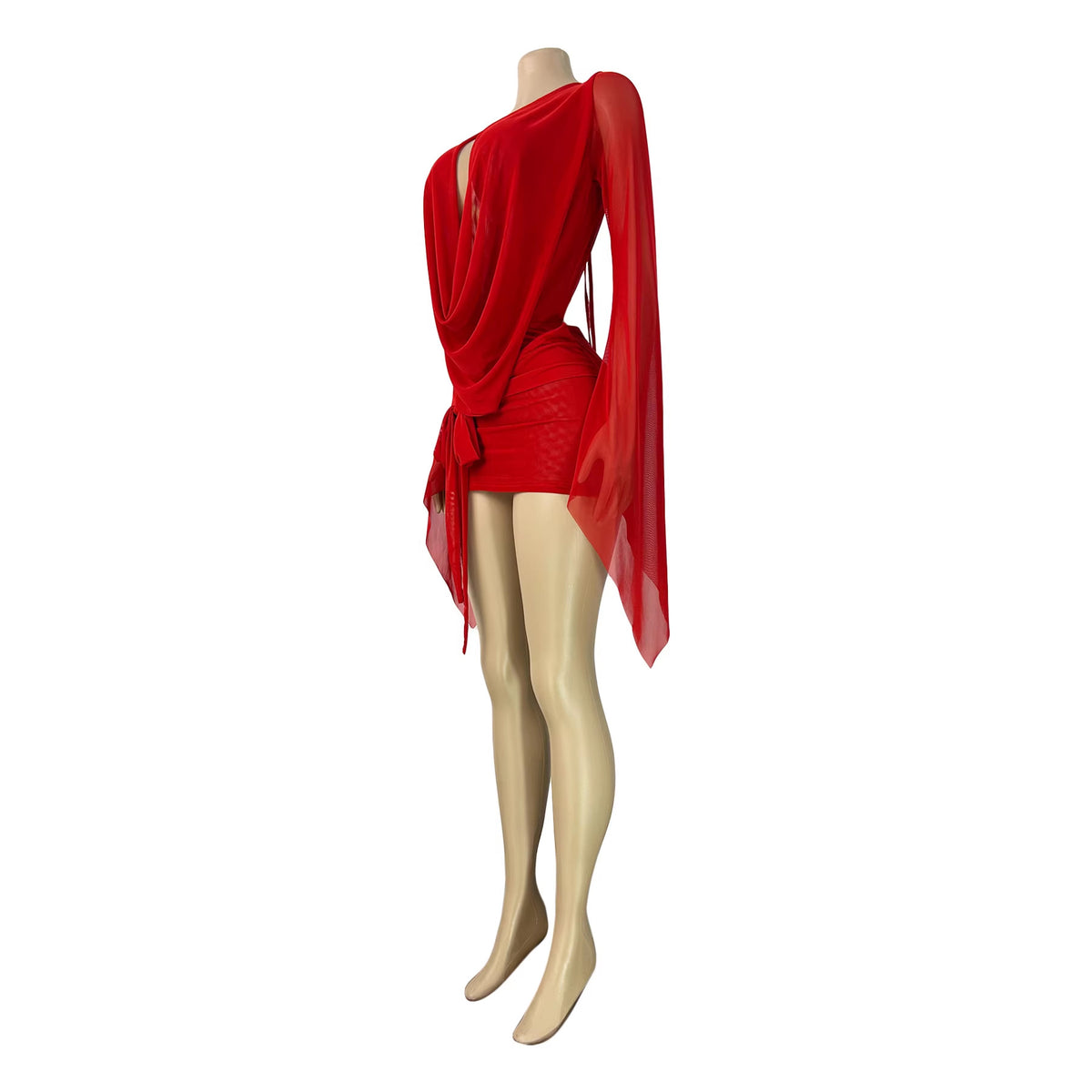 Women's Mesh Deep V-Neck Open Back Bodycon Dress