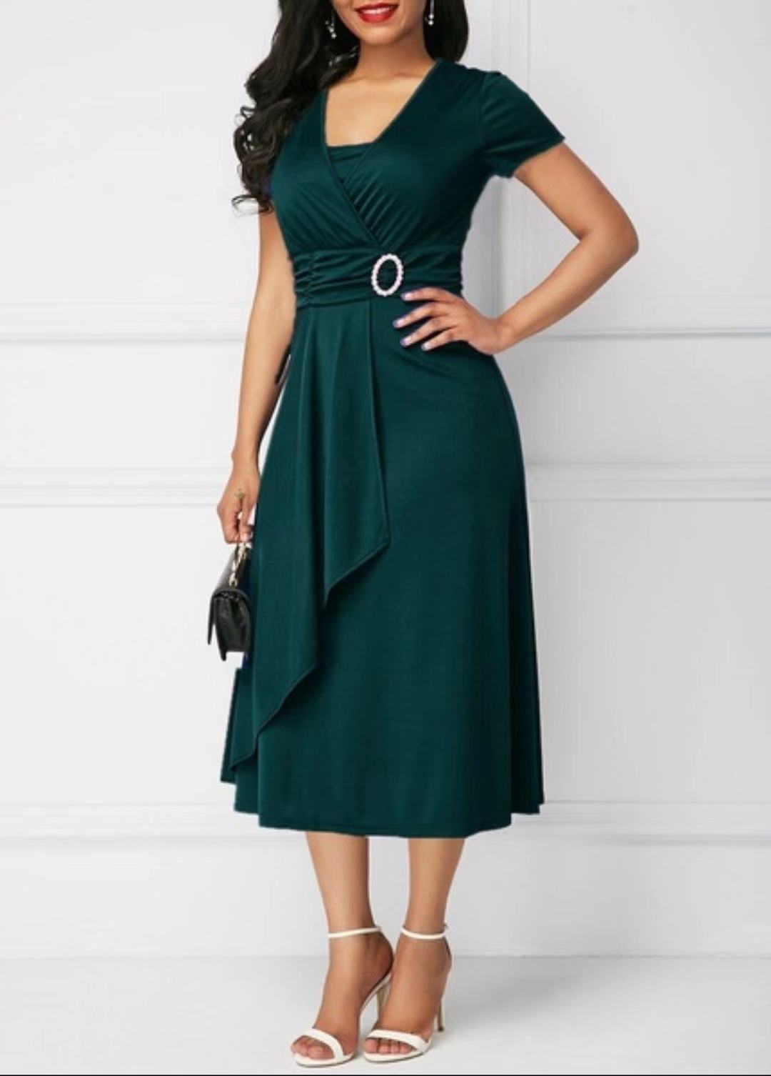 Women's Asymmetric V-Neck A-Line Dress