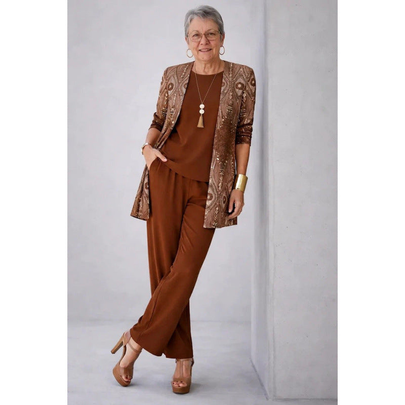 Women's 3D Print Top, Vest and Pants Set
