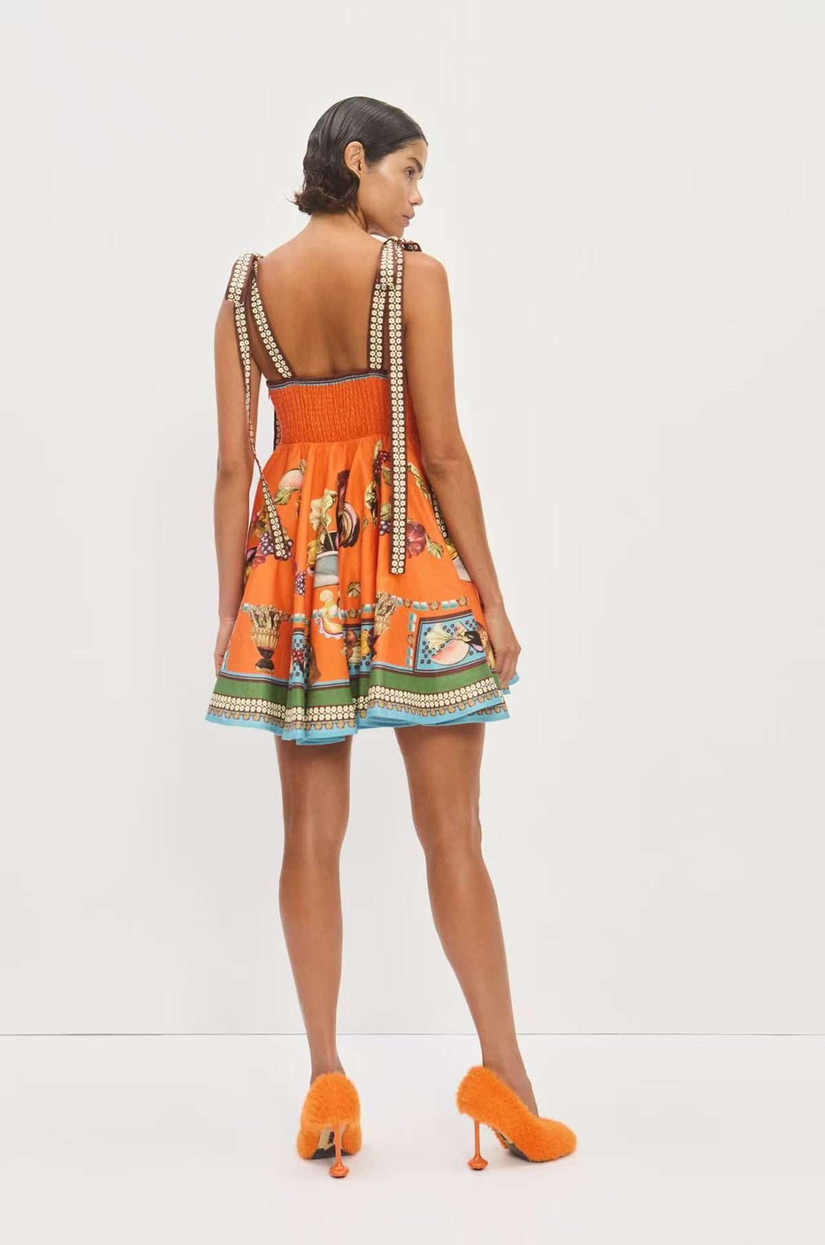 Women's Linen Lace-Up Slip Dress