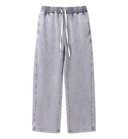 Washed and Distressed Pure Cotton Casual Pants