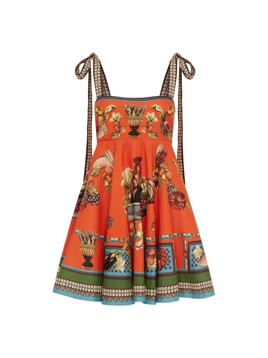 Women's Linen Lace-Up Slip Dress