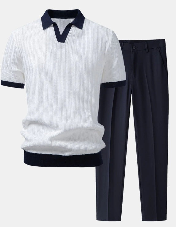 Men's Loose Short-Sleeve Shirt and Pants Set