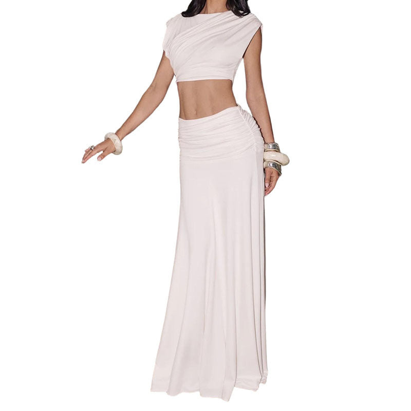 Women's Sleeveless Crop Top and Long Skirt Set