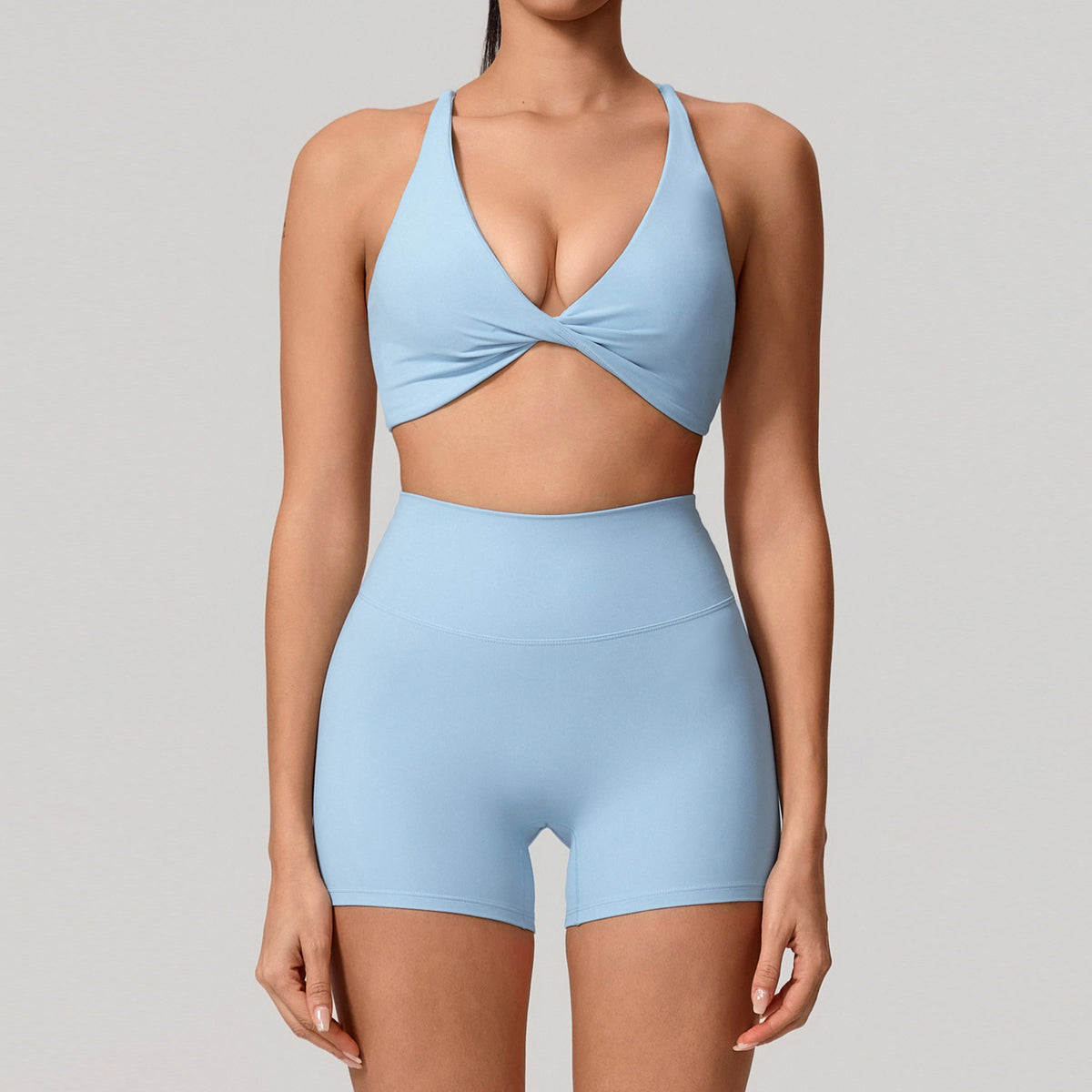 Cross-Back Sports Bra and Bottoms Set