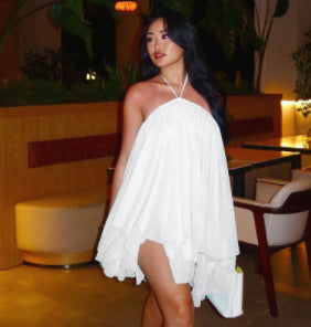 Women's Backless Lace-Up Halter Dress