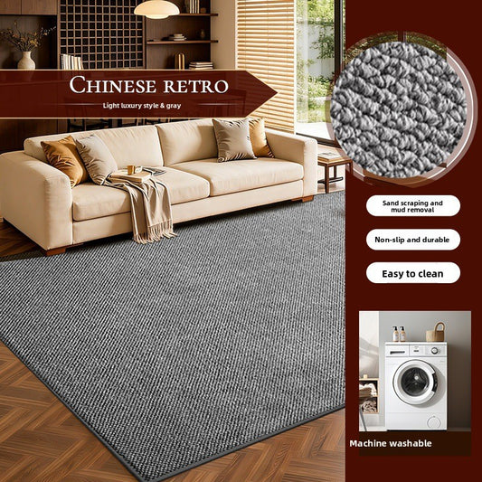 Faux Sisal Textured Area Rug in Gray