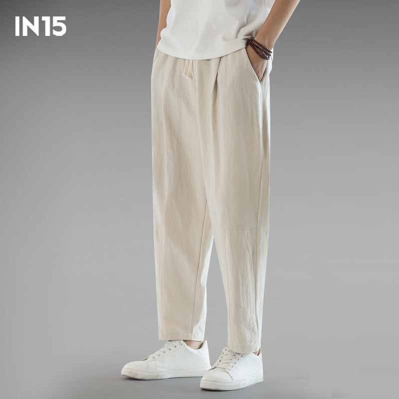 Men's Cotton Linen Cropped Pants