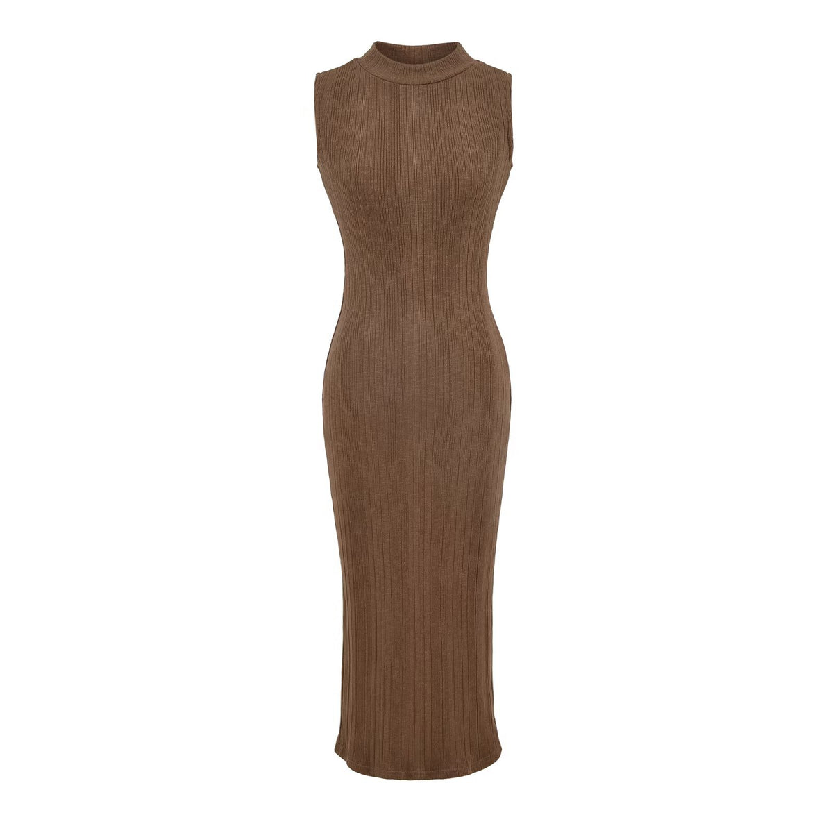 Women's Round Neck Elastic Waist Slit Dress
