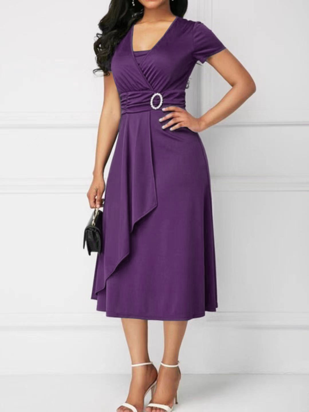 Women's Asymmetric V-Neck A-Line Dress