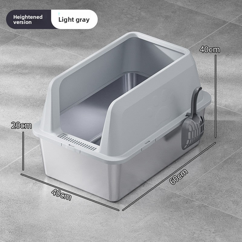 High-Fence Stainless Steel Cat Litter Box