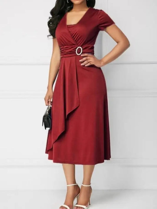 Women's Asymmetric V-Neck A-Line Dress