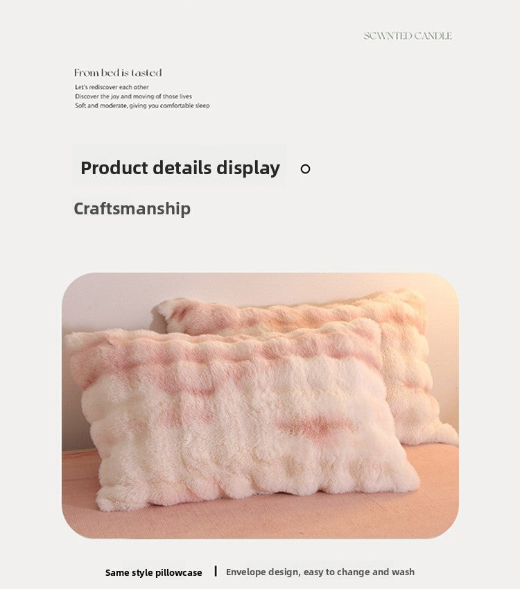 Rabbit Fur Plush Thickened Milk Velvet Bedding Set