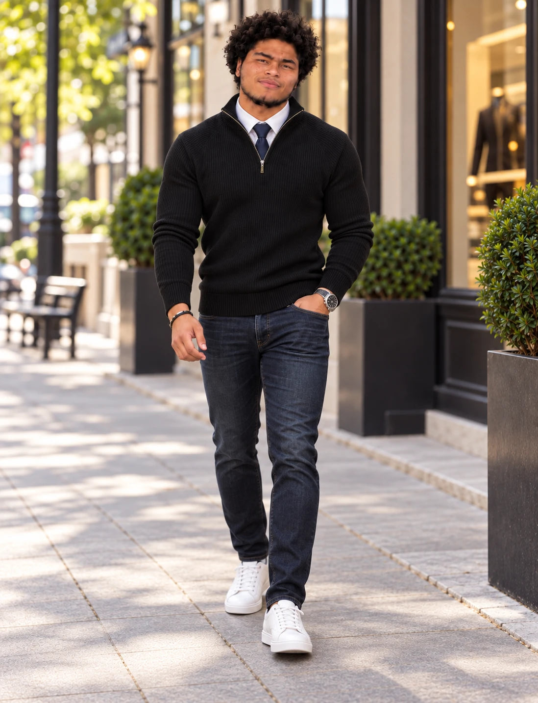 Men's Vertical Pit Knitwear in black