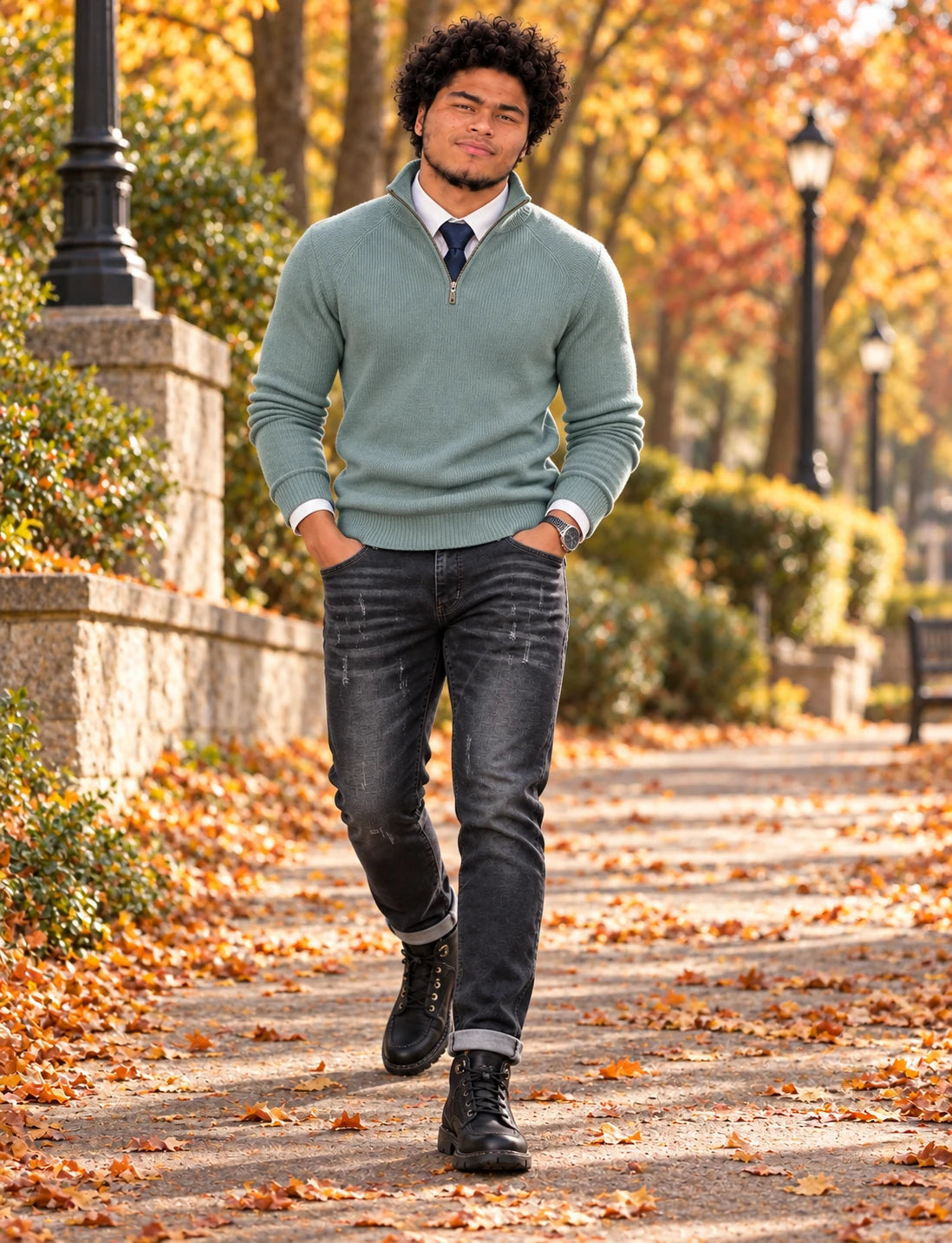 Men's Vertical Pit Knitwear in green