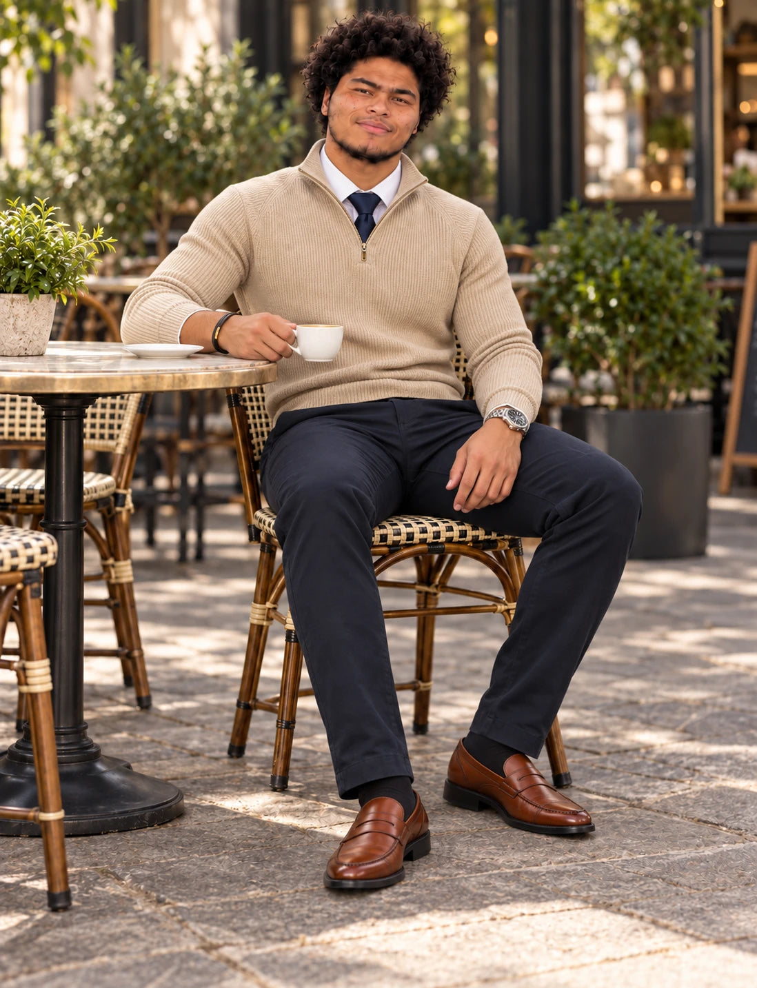 Men's Vertical Pit Knitwear in khaki