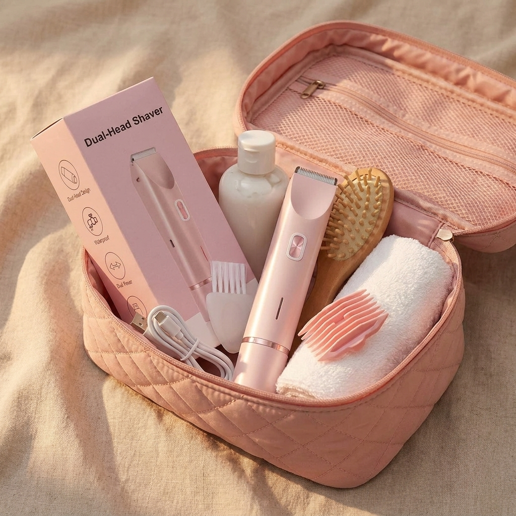 Trimmer in cosmetics travel bag
