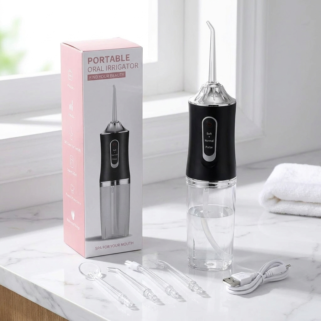 Black Water Flosser set, light tone lifestyle