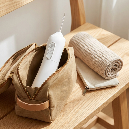 White travel bag lifestyle