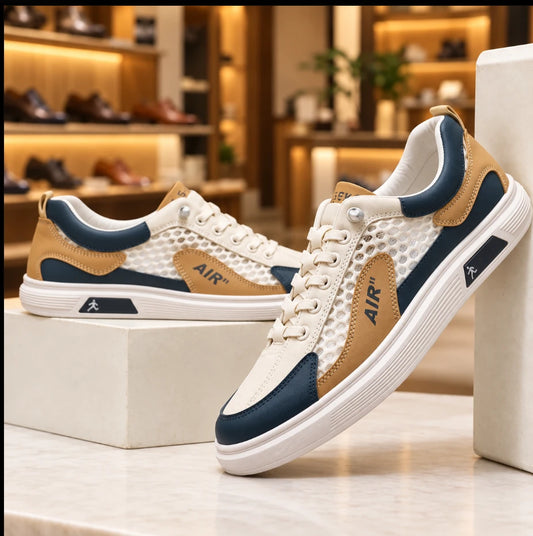 Men's Breathable Casual Sneakers in beige