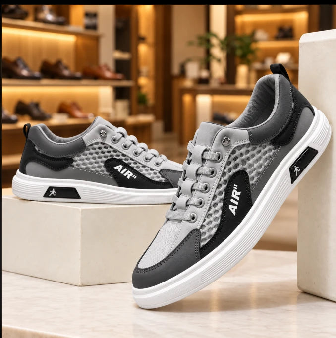 Men's Breathable Casual Sneakers in gray