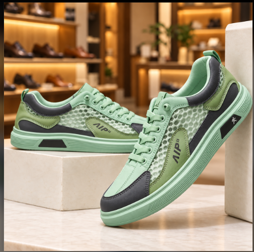 Men's Breathable Casual Sneakers in light green