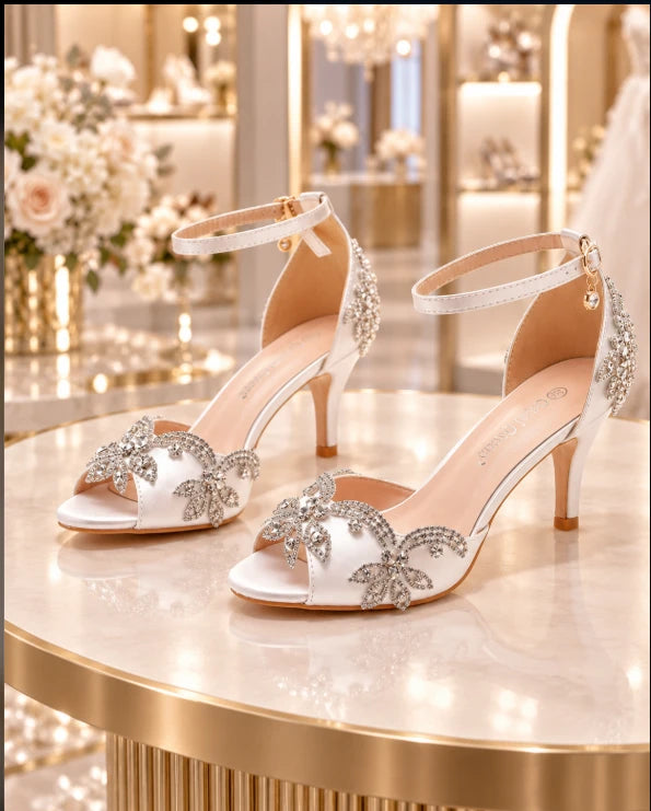 Rhinestone Peep Toe Stiletto Sandals