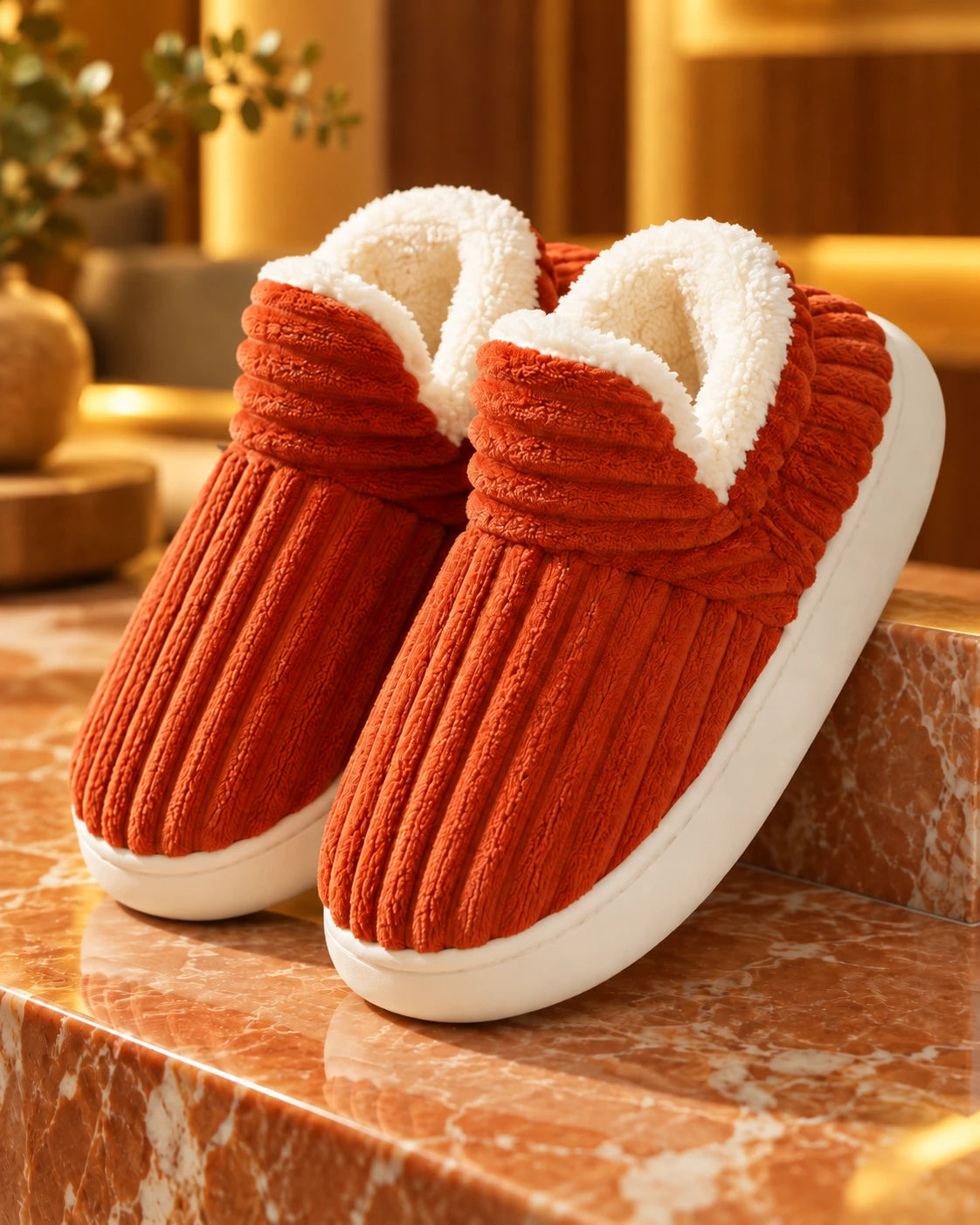 Tangerine thick-sole anti-slip warm household slippers