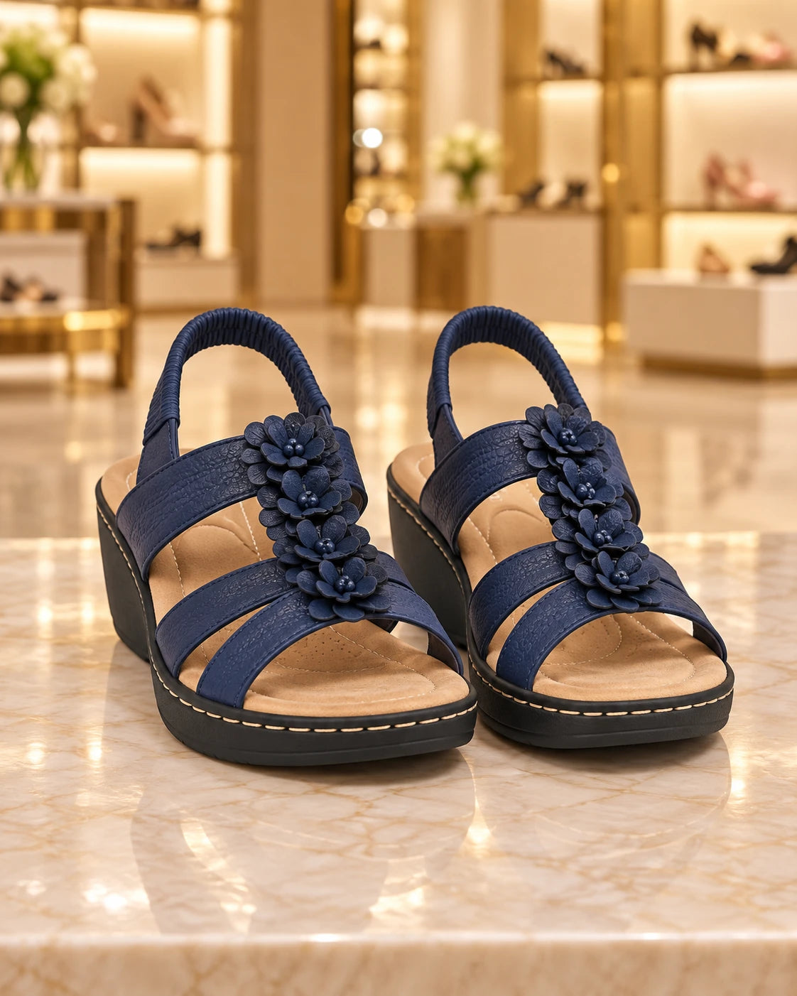 Women's Lightweight Floral Wedge Sandals