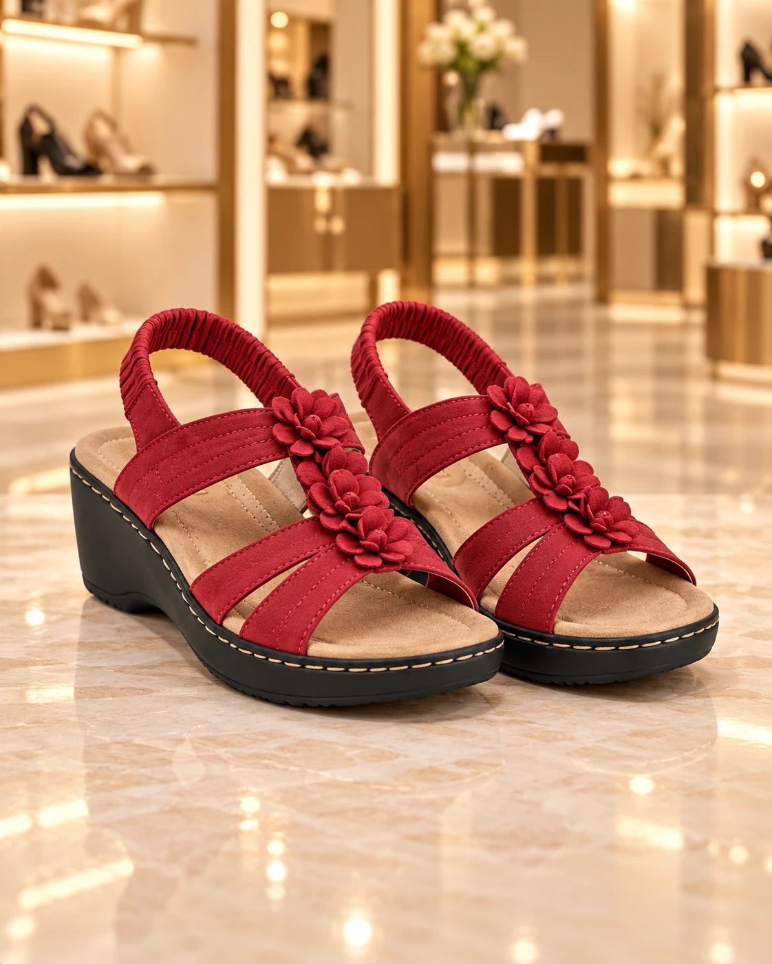 Women's Lightweight Floral Wedge Sandals